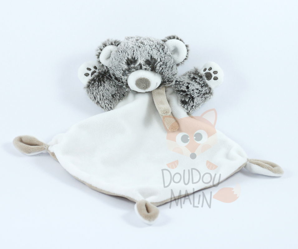 Baby comforter bear white dark brown 